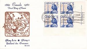 Canada # 390, Cacheted First Day Cover, Corner Block of 4