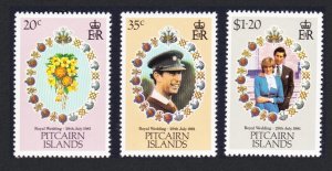 Pitcairn Charles and Diana Royal Wedding 3v 1981 MNH SC#206-208 SG#219-221