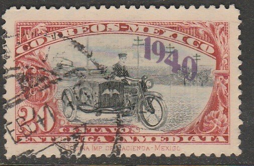 MEXICO E7, 20¢ Motorcycle, OVPTD. 1940 Special Delivery USED. F-VF. (340)