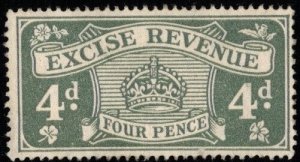 1916 Great Britain Excise Revenue 4 Pence Watermark Script GvR Unused