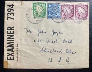 1942 Neale Ireland Censored Airmail Cover To Cleveland OH USA