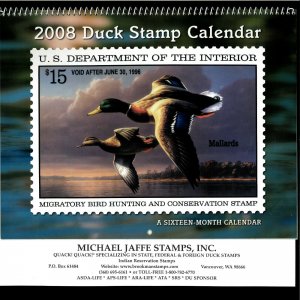 2008 DUCK STAMP CALENDAR - GREAT PICTURES & COLLECTIBLE, OR SAVE UNITL 2036!