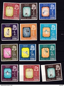 Dubai 1964 Olympics Tokyo Mi 129-8 (A+B)+Block 27 Perf+Imperf MH 15914