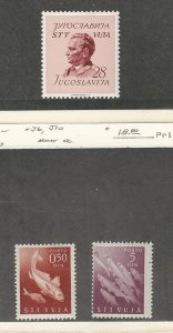 Yugoslavia - Trieste, Postage Stamp, #49, J6, J10 Mint Hinged, 1950-52 Fish