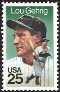 SC#2417 25¢ Lou Gehrig Single (1989) MNH