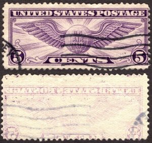 1930, US 5c, Winged Globe, Used, Well definied offset on back, Sc C12