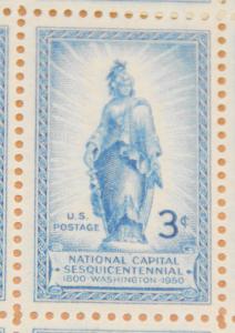 1950 sheet, Statue of Freedom, Sc# 989