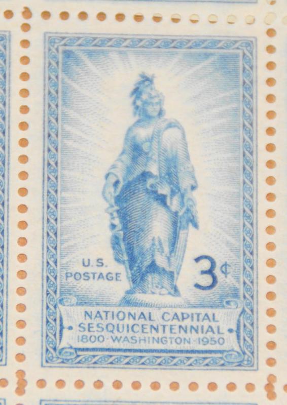 1950 sheet, Statue of Freedom, Sc# 989