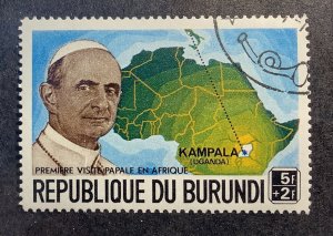 Burundi 1969 Scott B39 CTO -  Visit of Pope Paul VI, map of Africa