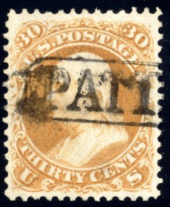 US 71 30c 1861 Benjamin Franklin PSAG grade 95 PAID in Lozenge cancel