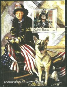 Guinea-Bissau MNH S/S NYFD Fireman & Dog 9/11 2003