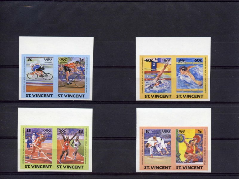 St.Vincent 1984  Los Angeles Olympics set (8)  IMPERFORATED MNH Scott #765/68