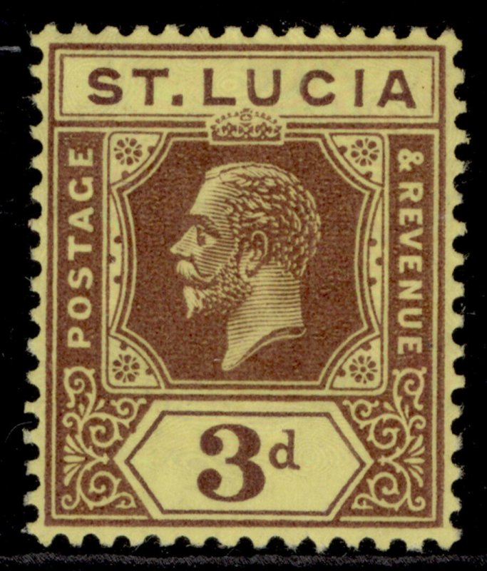 ST. LUCIA GV SG100, 3d purple/pale yellow, M MINT. 