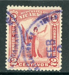 Nicaragua 1912 Liberty 2¢ Carmine Sc 296 VFU Q364