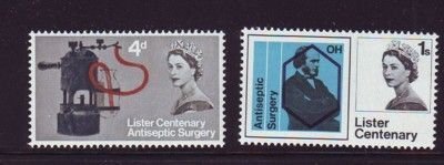 Great Britain Sc 426-427 1965 Lister Centenary stamp set mint NH