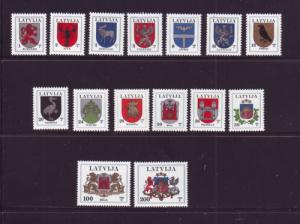 Latvia Sc 363-77A 1994 Coats of Arms stamp set mint NH