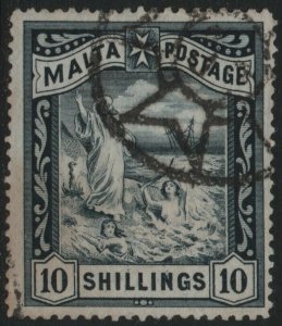 MALTA-1899-1901 10/- Blue-Black Sg 35 FINE USED V39878