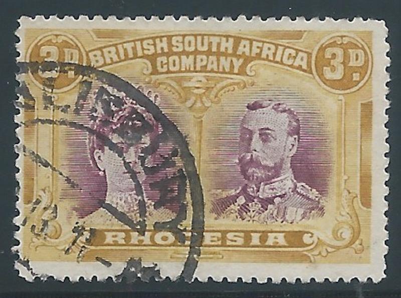 Rhodesia, 1910, Scott #105, 3p olive yellow & violet, used., V.F.