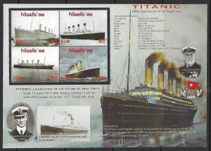 NIUAFO'OU SGMS366 2012 CENTENARY OF THE SINKING OF THE TITANIC MNH