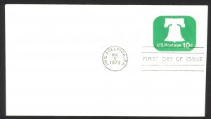 USA Sc# U567 FDC (Philadelphia, PA) 1973 12.5 10c Liberty Bell