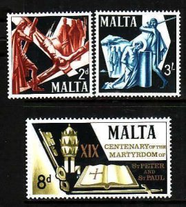 Malta-Sc#364-6- id10-unused VLH set-Apostles Peter & Paul-1967-