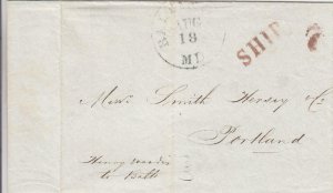 1851, Stampless: Ponce, Puerto Rico to Portland, Me, See Remark (30325)