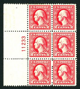 U.S. #527 MINT PL# Block OG HR 