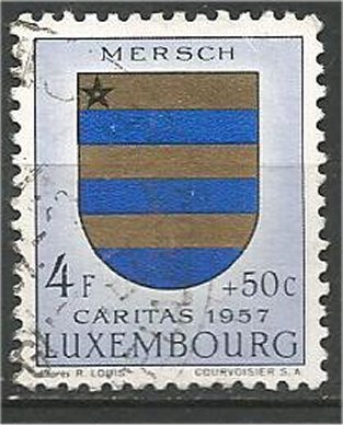 LUXEMBOURG, 1957, used  4fr+50c, Arms Scott B202