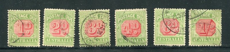 Australia J40 - J45 Postage Due Stamps Used Perf 12 x 12 1/2 