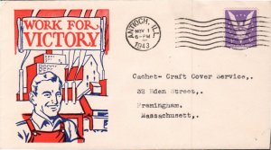 WWII WORK FOR VICTORY NOV 1 1943 ANTIOCH IL CACHET