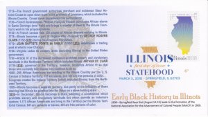 6° Cachets 5273 Illinois Statehood 2018 200th Anniversary Black History du Sable