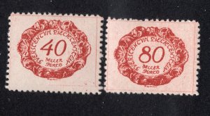 Liechstenstein 1920 40h & 80h rose red Postage Dues, Scott J7, J9 MH, value =70c