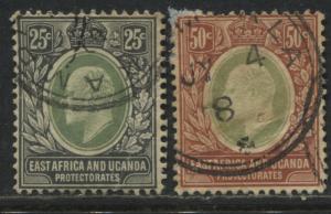 East Africa & Uganda Protectorates KEVII 1907 25 & 50 cents used