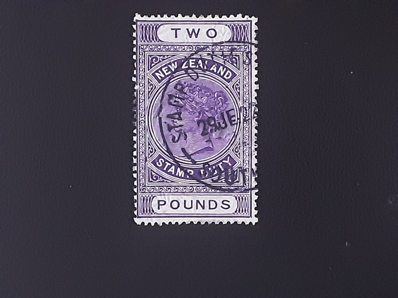 New Zealand stamp duty 2 pounds 1882 used