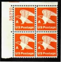 #1735  A & Eagle Plate Block NH InLine Perf