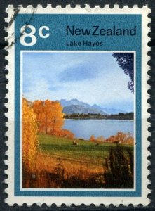 New Zealand Sc#508 Used, 8c bl grn & multi, Scenery 1972 - Lakes (1972)