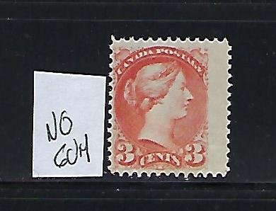 CANADA SCOTT #37 1870-89 SMALL QUEEN 3 CENT (ORANGE RED) MINT NO GUM