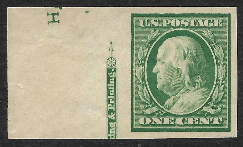 Doyle's_Stamps: 1908 MNH XF-S Partial Imprint 1c Franklin Issue, Scott  #343**