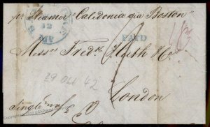 USA 1842 Boston Caledonia London Great Britain Transatlantic Mail Stamples 77656