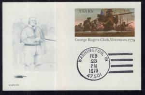 US UX78 George Rogers Clark Postal Card Softones U/A FDC