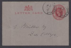 Cape of Good Hope H&G A1 used 1895 1p Letter Card, Cloverdale to Dale College