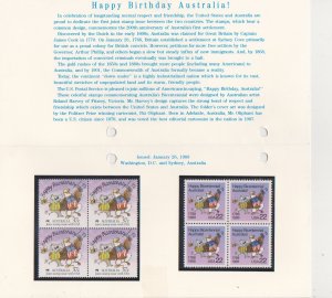 Australia - #1052 - US#2370 - 1988 - Australia Bicentennial in folio blocks of 4