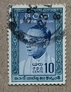 Ceylon 1961 10c Bandaranaike -large size, used. Scott 362, CV $0.25. SG 471