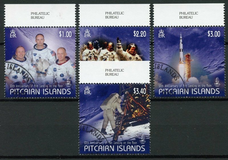 Pitcairn Islands 2019 CTO Moon Landing Neil Armstrong 4v Set Space Stamps