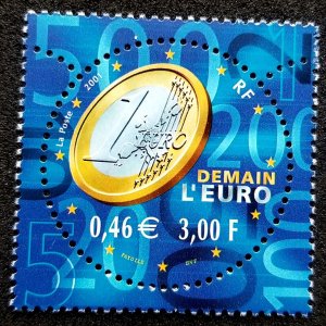 France Tomorrow The Euro 2001 Currency Money Coin (stamp) MNH *odd *unusual