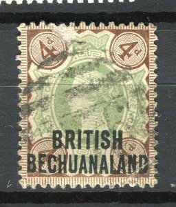 BECHUANALAND; 1890s classic QV Optd. issue fine used Shade of 4d. value