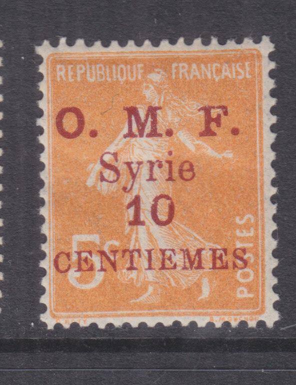 SYRIA, 1922 Centiemes, 10c. on 5c. Orange, lhm.