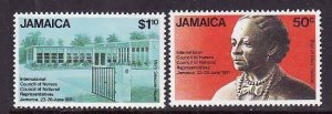 Jamaica-Sc#748-9- id8-unused NH set-Council of Nurses-1991-