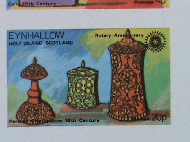 ​EYNHALLOW SCOTLAND STAMP CHESTS -IMPERF- MNH - MINI SHEET NO GUM AS ISSUED