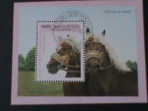 LAOS-1996-SC#1301-LOVELY BEAUTIFUL HORSES-CTO -S/S VF FANCY CANCEL CTO SHEET